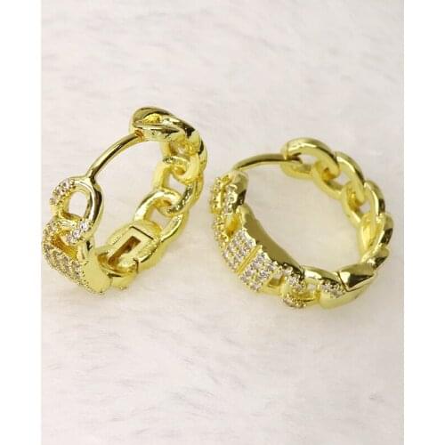 5Pairs Zirconia Round Earrings Hoop earrings Round Spiral hoop earrings Gold color earrings Gift for women jewelry 51563