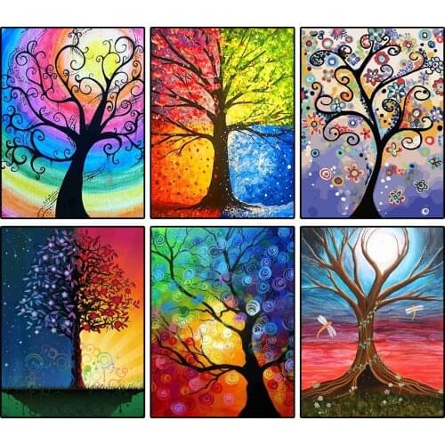 5d Diamond Painting Accessoires Cross Stitch Art Cartoon Beautiful Season Trees Full Drill Square Diamond Mosaic Embroidery Kits
