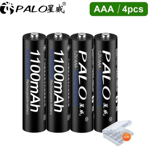 4Pcs PALO AAA NIMH Rechargeable Battery 3A 1100mah 1.2V NI-MH AAA Battery batteries Rechargeable aaa up to 1800circle times