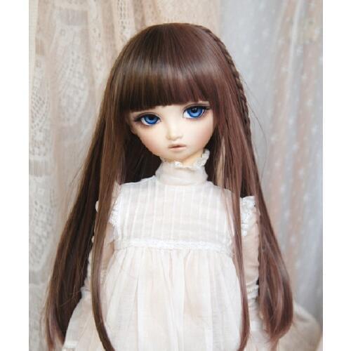 Doll accessories 1/3 1/4 Bjd wig doll hair wig long straight braid girl female hair cute fringe bangs high temperature - GA44