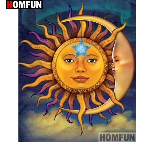HOMFUN Full Square/Round Drill 5D DIY Diamond Painting "Sun moon" Embroidery Cross Stitch 5D Home Decor Gift A16596