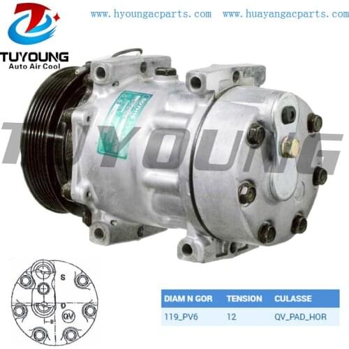 SD7H15 auto ac compressor for Renault ESPACE 2.0i 16V 1996-2000 7700111289 119mm 6pk 12v