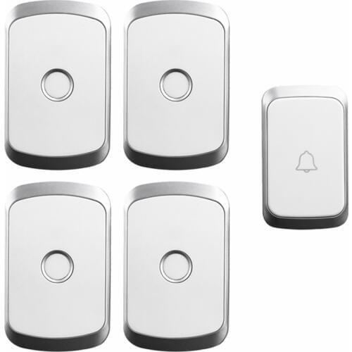 Wireless Waterproof Doorbell 300M Remote US EU UK AU Plug LED Flash Home Cordless Calling Bell Chime 1 Buttons 4 Receivers