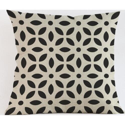 Nordic Style Linen Cotton Geometry Pattern Printed Square Pillow case Home Decor Sofa Throw Pillows 45x45cm (18"x 18") A5