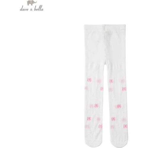 DB17695 dave bella summer infant baby girls lolita bow print leggings children fashion leggings