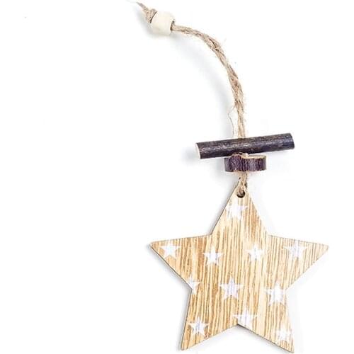 Wooden Christmas Hangings White Painted Christmas Tree Closet Decoration Hemp Rope Creative Small Ornaments