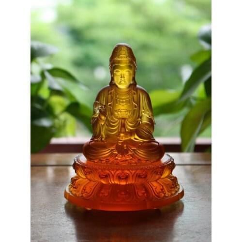 Ancient methods glass, namo Guanyin Bodhisattva Buddha, handicrafts, ornaments, home furnishings, worship supplies, 11.5cm high