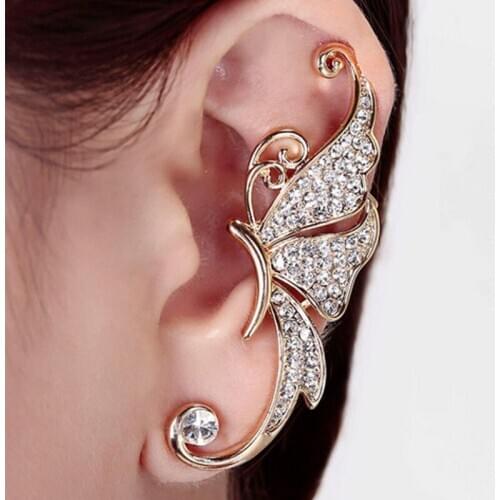 Personality Butterfly Stud Earrings Women Fashion Diamond Earrings Wholesale Exaggerated Earrings Earrings Manufacturer Spot (si