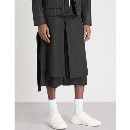 Spring and summer mens pants double deconstruction Capris Wang Yibo same cotton capsule Capris mens pants