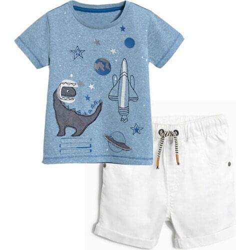 Summer Short Sleeve T-shirt Shorts Pants Beach Outfits 100% Cotton Baby Boys Clothes Sets Bebe Kids Infant Casual Children Suits