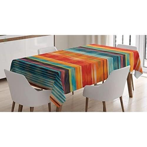 Mexican Abstract Vibrant Vintage Aztec Motif Gradient Blurred Lines Ecuador Image Table Cover For Dining Decor