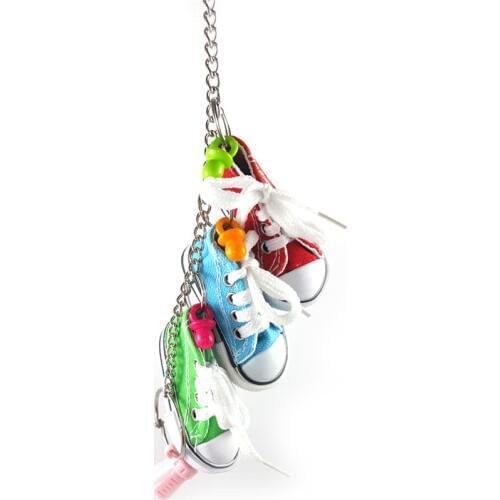 Mini Canvas Shoes Parrot Bird Toys Pet Bird Shoe Cage Decoration Standing Climbing Toy Parrot Bird Cage Pet Shoes Parrot Toys