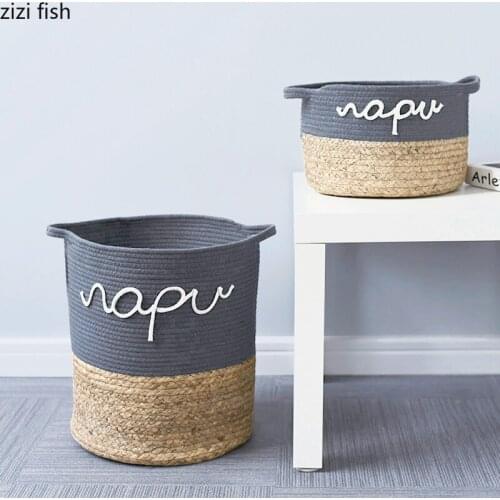 Minimalist Clothes Storage Bucket Multifunction Trash Bin Quality Straw Trash Can Office Rubbish Boxes Home Refuse Organizer