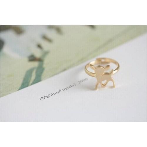 Fashion cute gold and silver color animal Brass ring with weld Deer ring plane silhouette ring cartoon pattern style ring