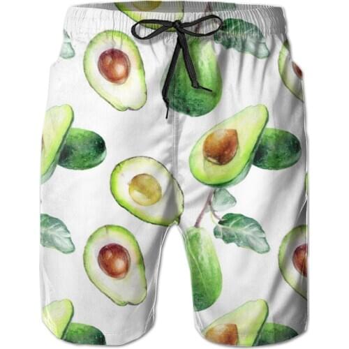 Mens Swimming Shorts Swimwear Avocado Tropical Watercolor Men Trunks Swimsuit Man Beach Wear Short Pants Bermuda Boardshorts