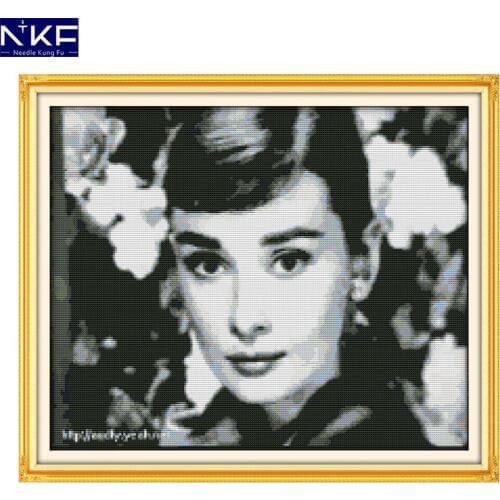NKF Audrey Hepburn needle craft cross stitch charts counted Christmas cross stitch kits for home decoration