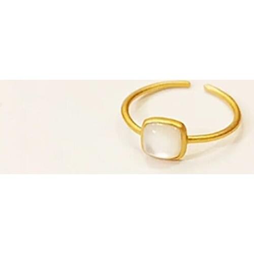 Original design silver inlaid enamel porcelain red square opening adjustable ring retro simple high-end womens jewelry