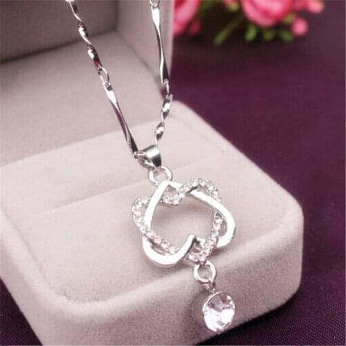 Fashion Women Necklaces Jewelry Double Heart Pendant Necklace Jewelries Chain Trinket Flawless Women Necklaces Exquisite Choker