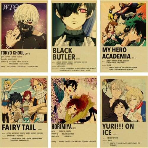 Attack on Titan Tokyo Ghoul Retro Poster Anime Posters Canvas Painting Wall Art Picture Home Decor Photos for Childrens Room