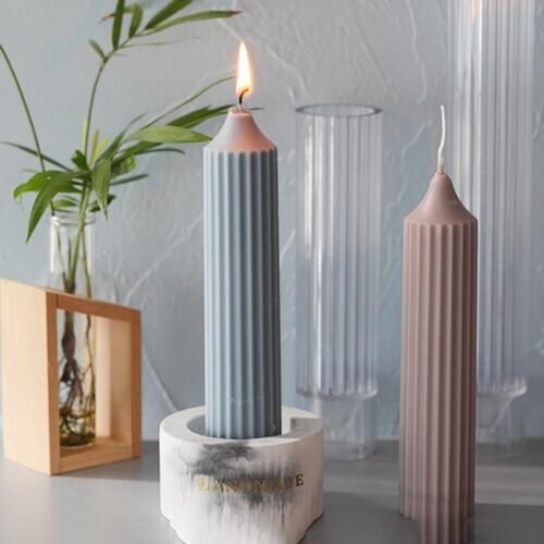 DIY Candle Mold Handmade Craft Vertical Bar Scented Candle Cylinder Shape Plastic Mold For Candles Making Soap Mold Home Decor