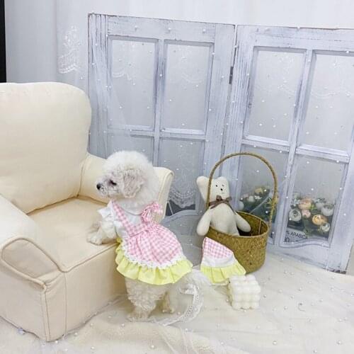 Dog Dress Cute Outing Plaid Skirt Summer Cat Dog Dresses Pet Puppy Clothing Yorkshire Corgi Pomeranian Poodle Bichon Dog Clothes