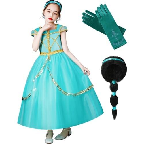 Girls Princess Dress Jasmin Aladdins lamp Clothes Kids Sequins Arabian Princess Costume Carnival Halloween Fancy Dress