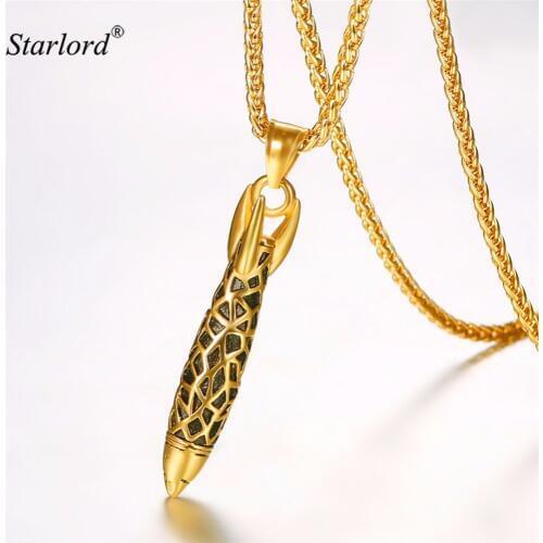 Starlord Rocket Charm Pendant Necklace Stainless Steel/Gold/Black Color Cool Military Jewelry For Men GP2837