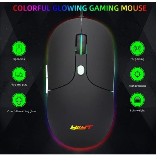 Wired Silent Ergonomic Design 7 Bright Colors Backlit Gaming Mouse for YWYT G854