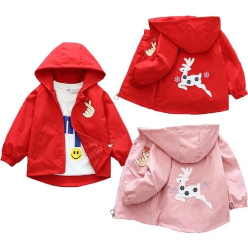 Christmas Style Autumn Toddler Baby Boys Girls Sweatshirt Cartoon Deer Kids Hooded Windbreaker Coat Children Birthday Present