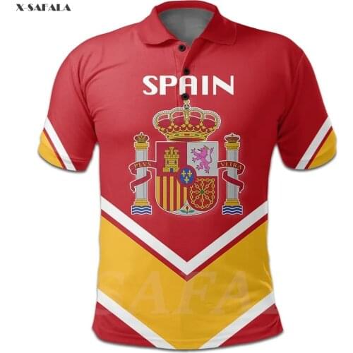 Spain Country Emblem 3D Printed Men Women Polo Shirt Collar Short Sleeve Street Wear Casual Tee Tops Anti-shrink High Quality