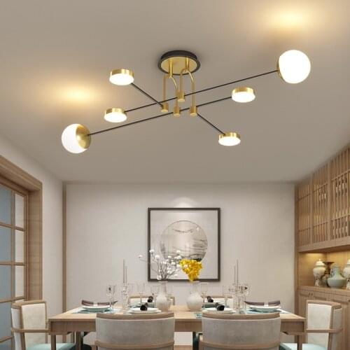 Modern LED Suspension Ceiling Lamp Decoration for Living Room Kitchen Bedroom Black Gold Frame Hanging Chandelier Indoor Fixture