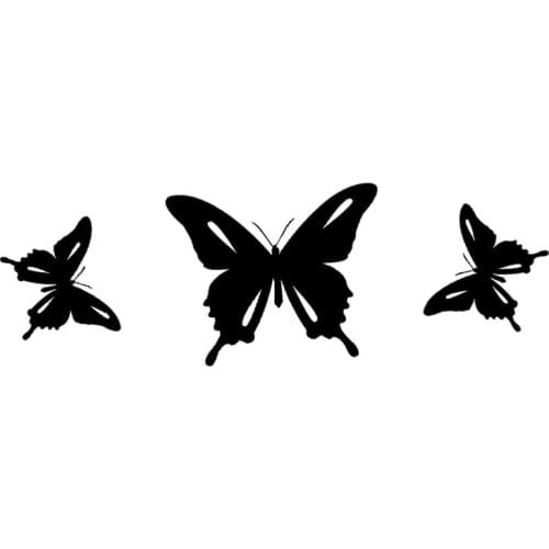 Three Beautiful Butterfly Stickers Fashion Car Window Decoration Personality Pvc Waterproof Decals Black/white, 18cm*6cm