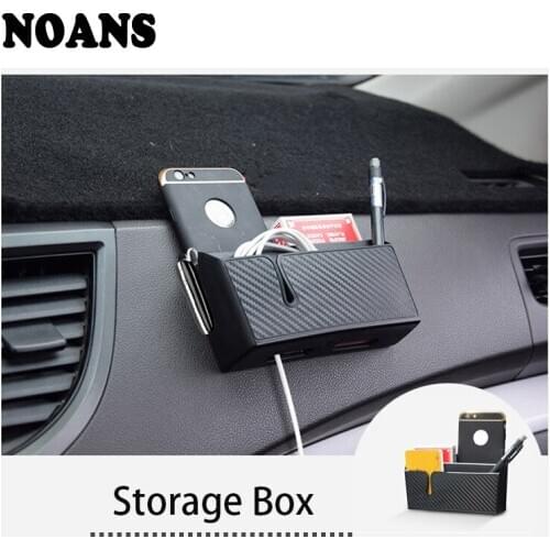 Carbon Fiber Double For VW polo passat b5 b6 Mazda 3 6 cx-5 Toyota corolla Ford focus 2 Car Organizer Box Stowing Tidying