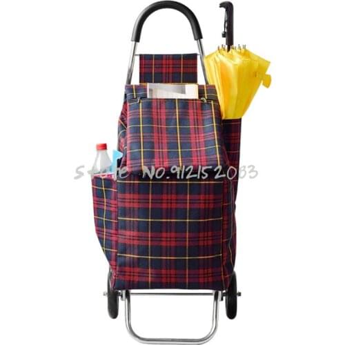 Ultra-light Portable Aluminum Alloy Hand Push Rod Trailer Old Supermarket Grocery Shopping Cart Small Pull Cart Large Model