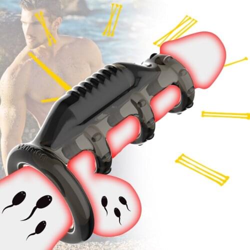 Vibration Penis Ring Male Delayed Ejaculation Train Couple Sex Toy Penis Lock Ring Foreskin Blocking Complex Ring Masturbator