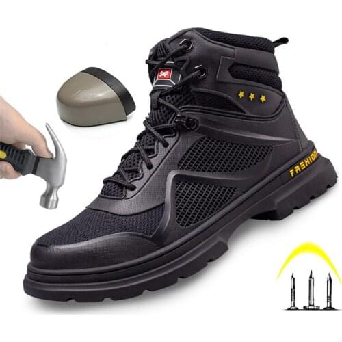 High-Top Safety Boots, Anti-Smashing And Anti-Piercing Work Shoes, Indestructible Steel Toe Safety Boots For Men