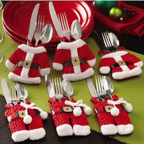 High Quality Multi Styles Christmas Decorations Xmas New Year Santa Silverware Holders For Home Pockets Dinner Decoration