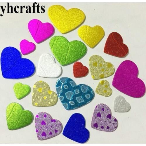 1bag/LOT.New printed shiny heart foam stickers Scrapbooking kit Early learning educational craft diy toys Kindergarten crafts