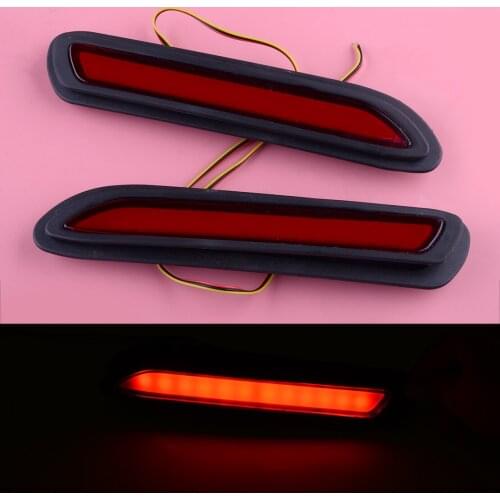 1 Pair Universal Car Red Lens LED Bumper Reflectors Taillight Brake Fog Warning Light