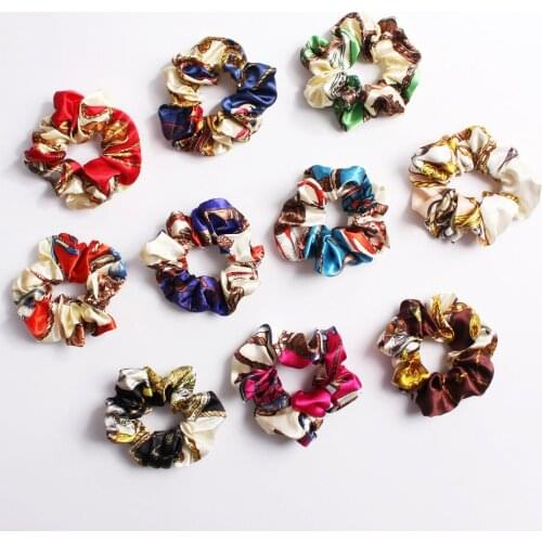 Hot Sale 1pc Floral Printed Creative fashion lady hair ring Scrunchie Elastic Hair Band Hair Ties Rope Hair Accessories