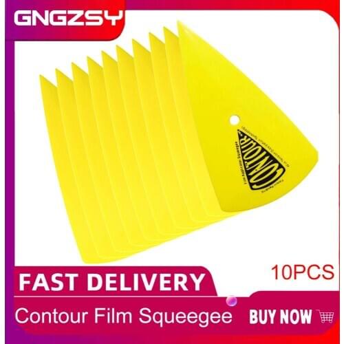 10pcs Yellow Contour Squeegee For Car Vinyl Film Window Tinting Tool Card Scraper Decal Sticker Foil Install tool 10A13
