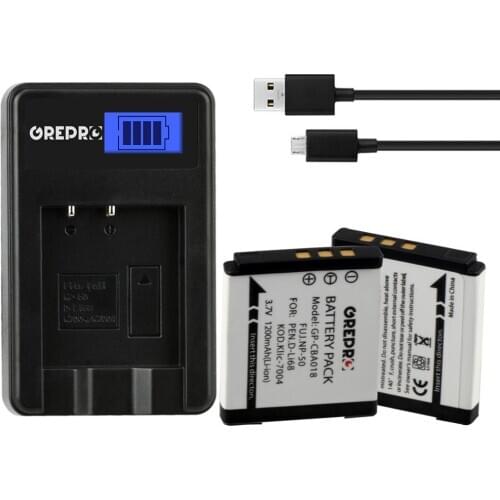 2Pcs 1200mAh NP-50 D-Li68 NP50 DLi68 KLIC-7004 battery + LCD USB Charger for Fujifilm X10 X20 F50FD F60FD F70EXR F75EXR F80EXR