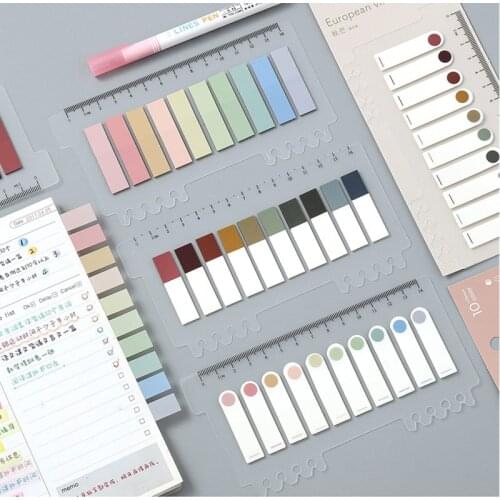 200 Sheets/Bag Morandi Translucent Sticky Notes Index Bookmark School Stationery Supplies Waterproof Planner PET Stickers