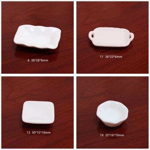 5pcs White Food Dish Plate Cup Model Miniature Figurine Simulation Kitchen Tool Party Decoration Fairy Garden statue Home Gift