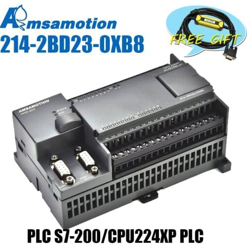 Promotion!!! Amsamotion PLC S7-200CN CPU224XP 14I/10O 2AI 1AO AC/DC/RLY 6ES7 214-2BD23-0XB8 With PPI Cable Free