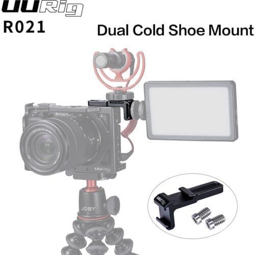 Aluminum Alloy Camera Universal Extension Bracket w 2 Hot Shoe Mount for Sony Nikon Canon Microphone LED Video Light Extension