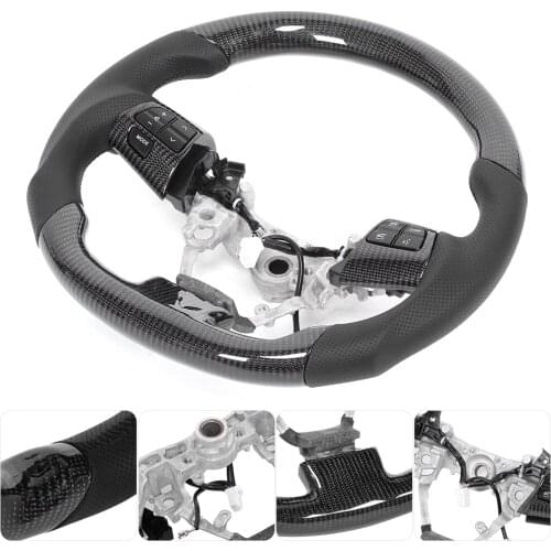 Carbon Fiber Steering Wheel Nappa Perforated Leather with Buttons Fit for Toyota Corolla/Wish/Rav4 2010-2013