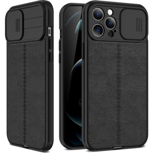 Slide Cover Leather Texture Phone Case For iPhone 12Mini 12 11 Pro MAX XSMAX XR XS X 7 8 Plus SE2020 Thin Soft Silicone Cover