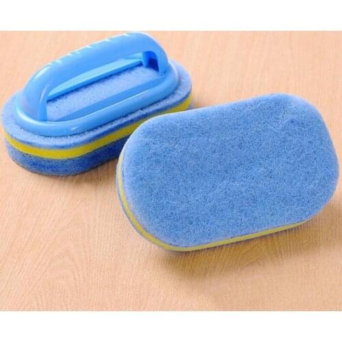 Home Blue PP Plastic Handheld Sponge Kitchen Cleaning Bathroom Bathtub Ceramic Tile Glass Brush Sponge Durable Wall Cleaner Tool
