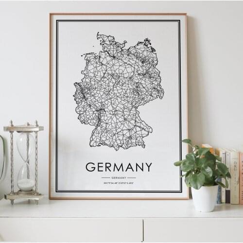 Germany country Road map Nordic Living Room Decoration Canvas Poster Modern Home Decor Art Print Painting